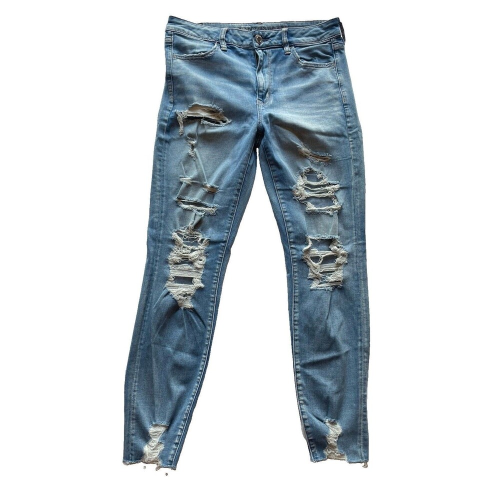 American Eagle Women’s Super Stretch Mom Straight Jeans Size 8 High Rise Blue